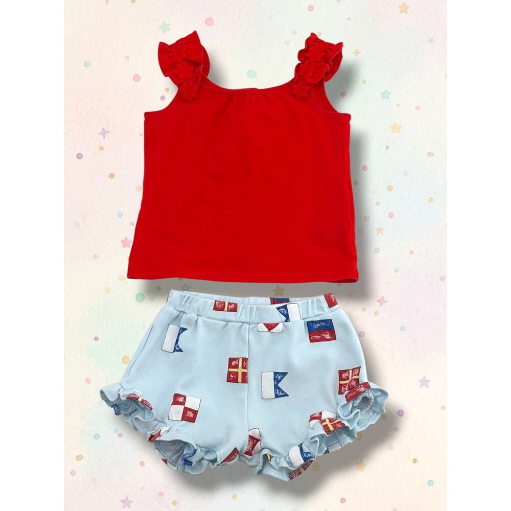 Janie and Jack & TBBC Nautical Pima Cotton Ruffle Short Set 2T